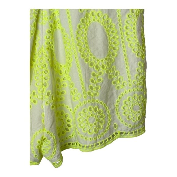 DV Dolce Vita Romper Women Small Yellow Neon Eyelet Lace‎ V Neck Tie Back Shorts - Picture 8 of 12